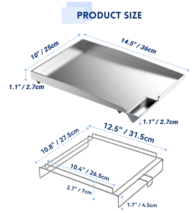 Griddle Top Container Rack Side Burner Griddle, Flat Top Griddle Pan with Removable Rack and Rais ...
