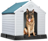 Waterproof Plastic Dog House for Small to Large Sized Dogs, Indoor Outdoor Doghouse Puppy Shelter with Elevated Floor, 34''L*31''W*32''H