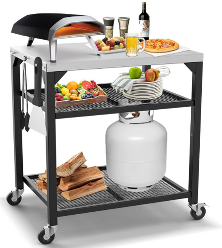 Pizza Oven Table Cart for Ooni, Ninja Woodfire, Blackstone, Bertello, Cuisinart Pizza Oven, Widen Rolling Kitchen Island Cart, Outdoor Grill Stand