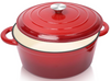 6 Quart Enameled Cast Iron Dutch Oven with Lid, Round Dutch Oven Pot Cookware with Dual Handles for Home, Kitchen, Oven Safe, Multipurpose, Red
