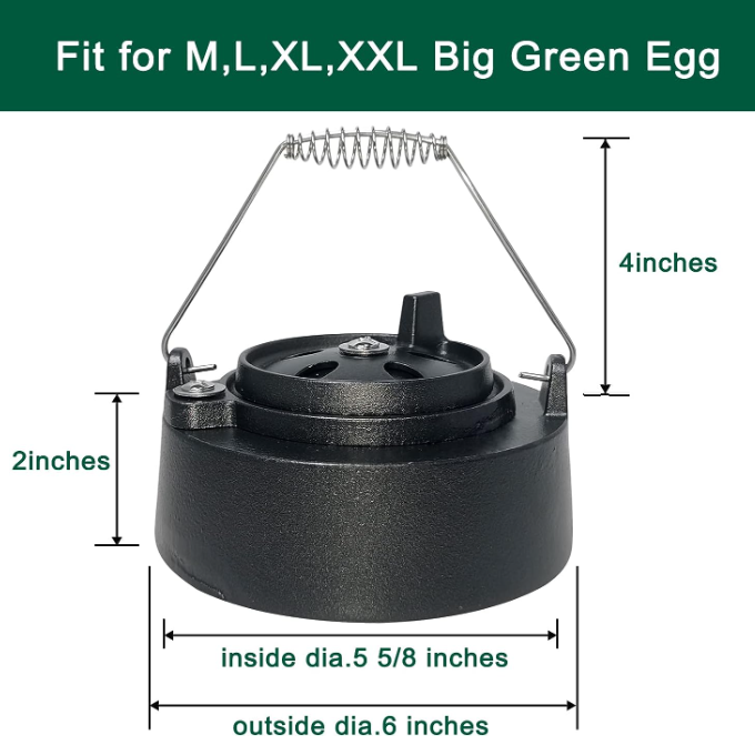 Cast Iron Cap for Big Green Egg Dual Function Metal Top, Daisy
