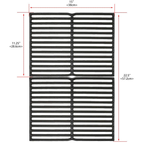 15" Grill Grates for Weber Spirit Side Knobs 200 Series, Cast Iron Grill Replacement 7522 for Spirit 500