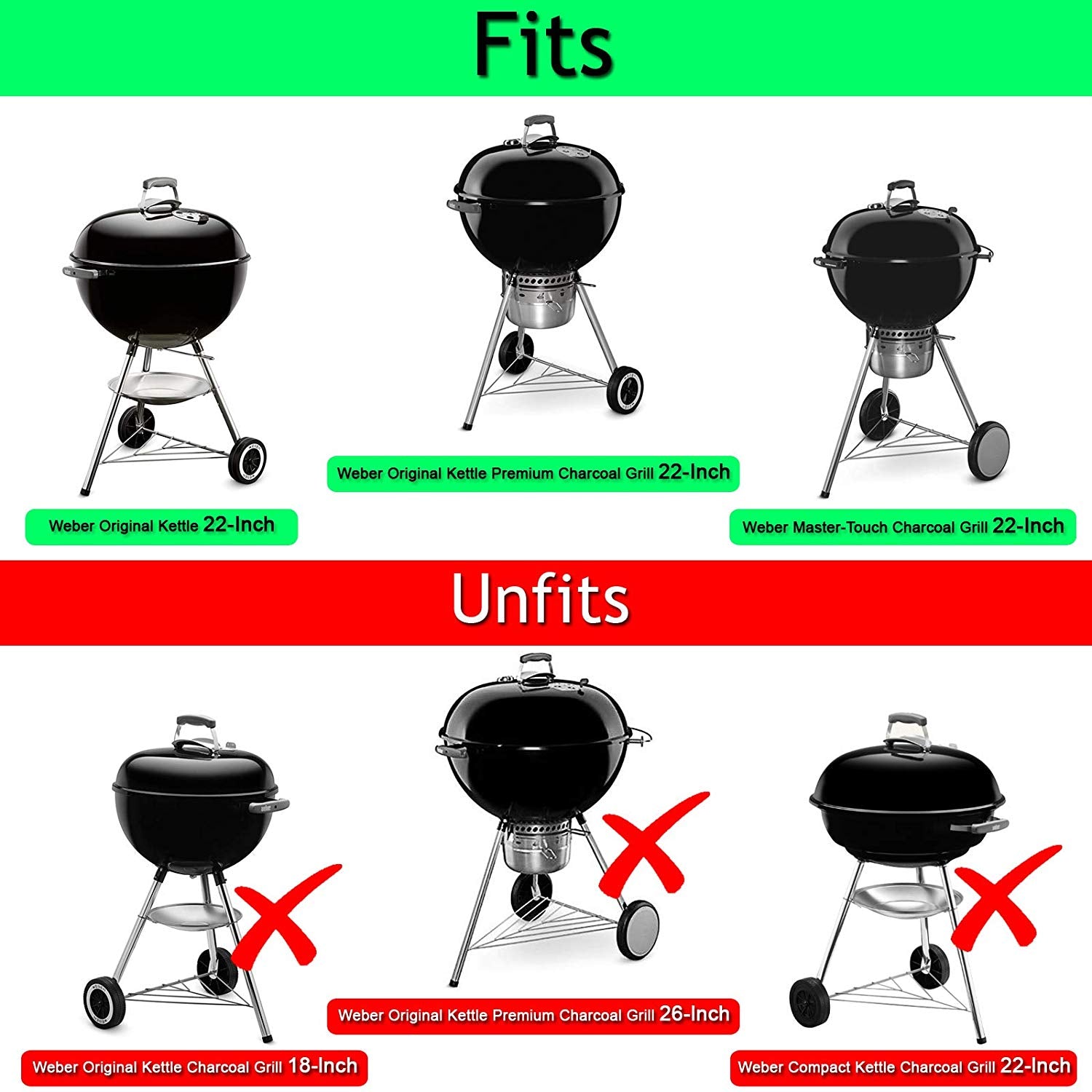 charcoal bbq weber 22-inch original kettle grill outdoor Foldable Side Table Shelf fits Weber 22 Inch Charcoal BBQ Grills