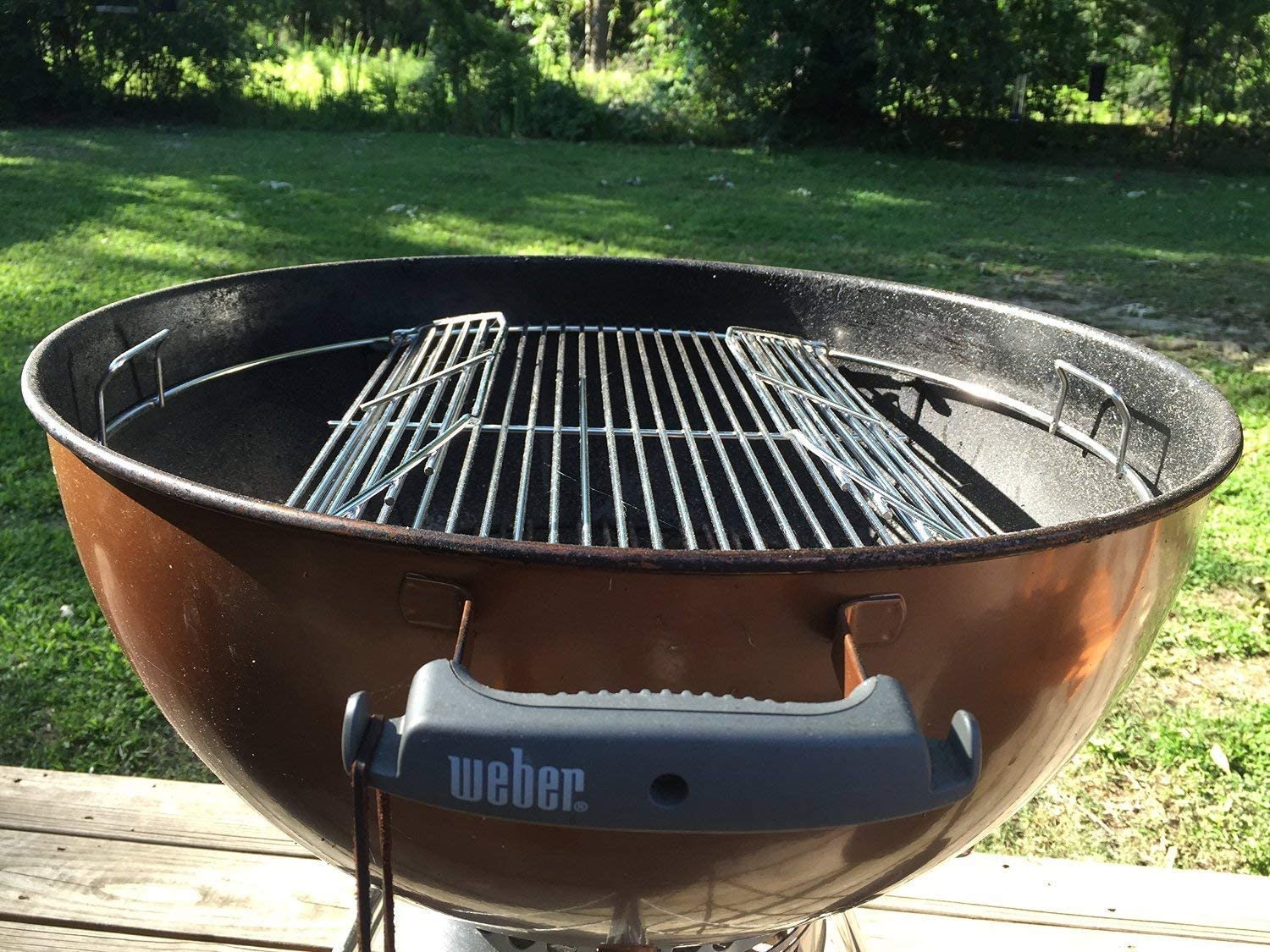 thumbnail image 2 of Weber 7433 Hinged Cooking Grate For 18" Charcoal Kettles – Nickel-Plated Steel, Flip-Up Sides For Easy Briquette Adding 2 of 11