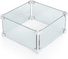 Square Fire Pit Glass Wind Guard, 14.2 x 14.2 x 6 inch, Thick 5/16 inch Heat-Resistant Tempered Glass Guard