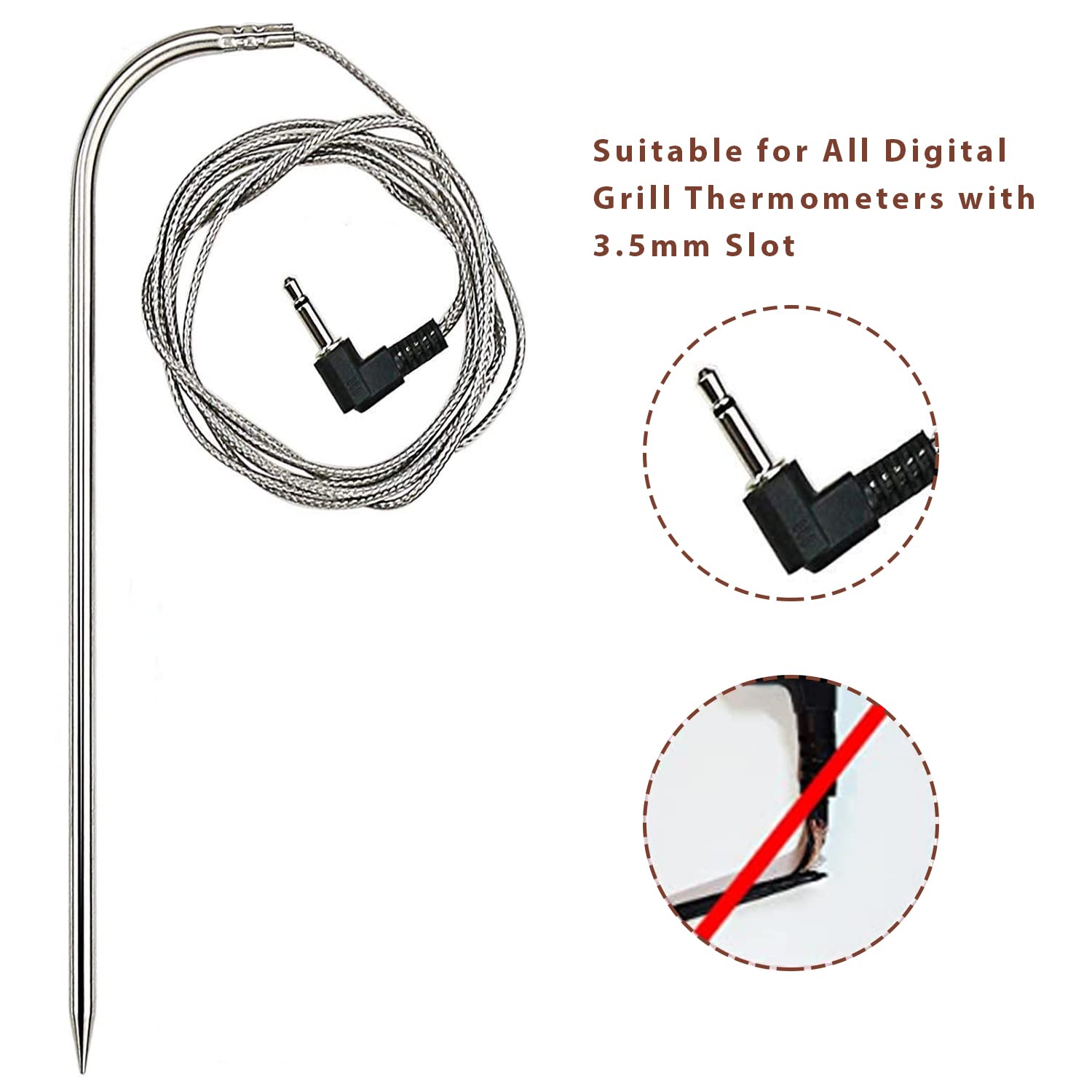 Smoker Temeprature Sensor Meat BBQ Probe Probe Clips