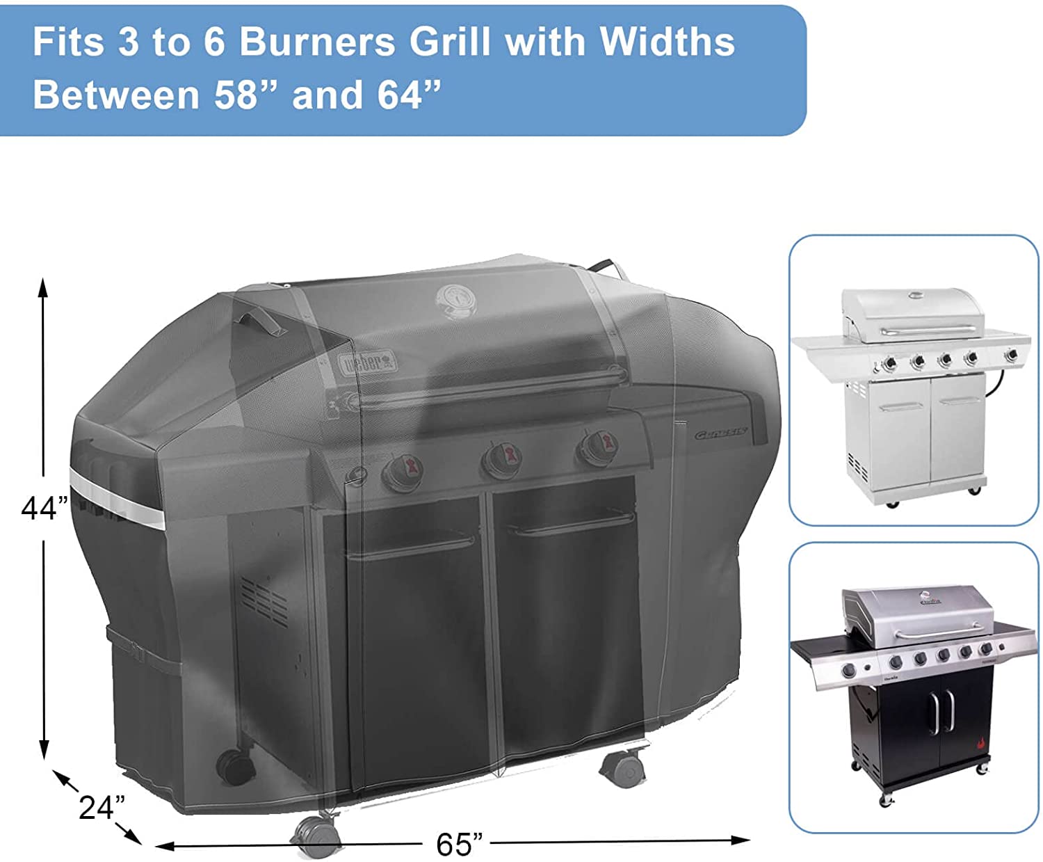 Grill Cover for Huntington 4 - 6 Burner Gas Grills, 65 x 24 44 inch – GrillPartsReplacement - Online BBQ Retailer