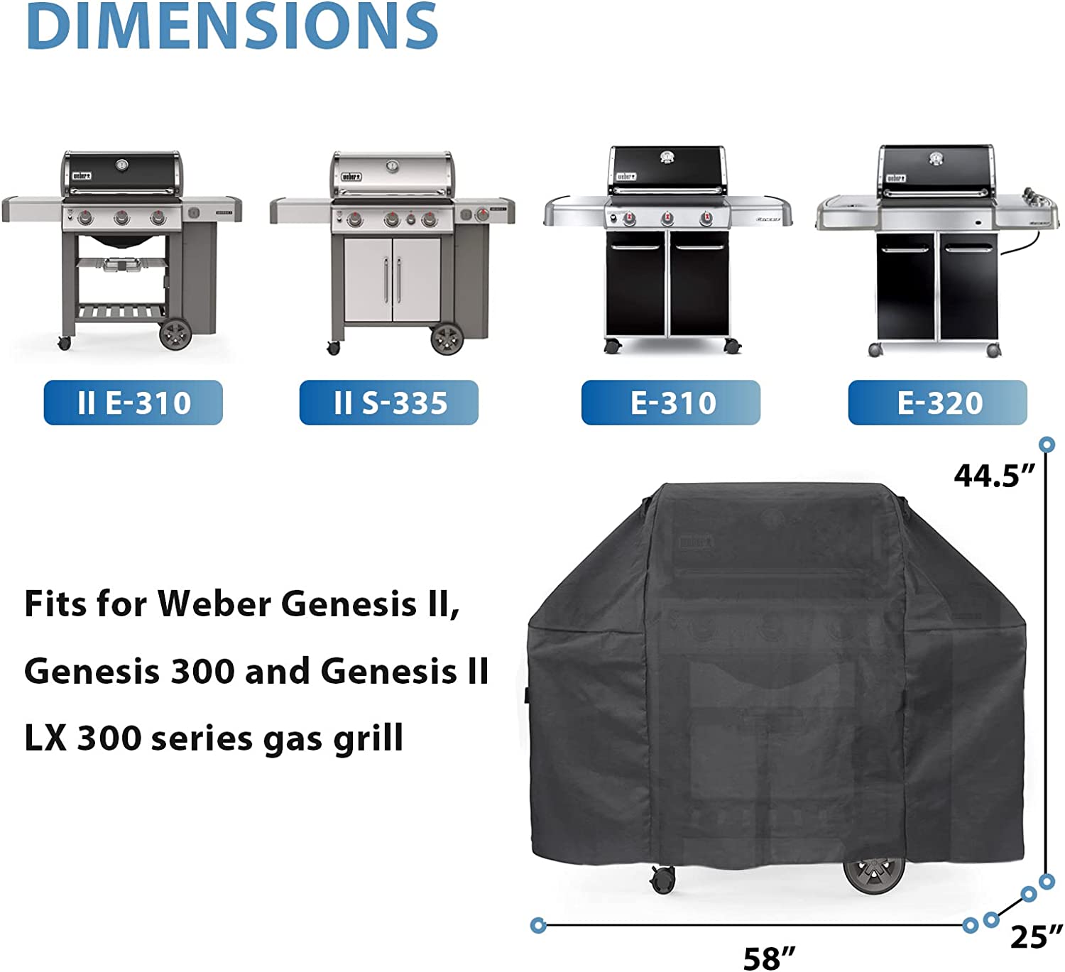 Banzai Få Tremble 58'' Premium Grill Cover 7130 for Weber Genesis II , Genesis 3 Burner –  GrillPartsReplacement - Online BBQ Parts Retailer