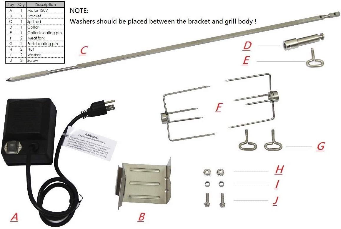 Grill Rotisserie Kit Replacement 7614 fits Weber Spirit 200/300