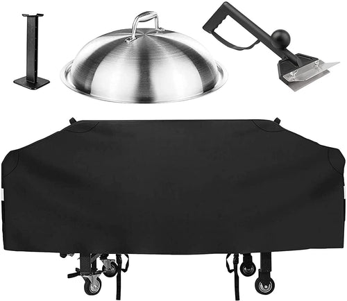 36 inch Cover for Blackstone, Camp Chef and most 4 Burner Flat Top Griddle Grills, with Support Pole, Melting Dome Lid and Scraper Kit