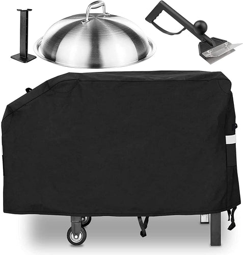 28'' Griddle Cover, Melting Dome Lid and Spatula Kit for Blackstone and most 2 Burner Flat Top Grill Griddles, Heavy Duty BBQ Cover with Support Pole