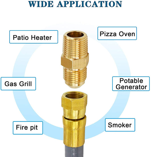 Easy Fire Pits Propane Gas Fitting – 3/8 Flare X Female 1/2 NPT Straight Adapter, PHA12F
