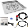 18" x 18" Stainless Steel Round Drop-in Fire Pit Burner Pan, 12" Burner Ring and Spark Ignition Hose Kit for LP NG Gas Fire Pit and Fireplace