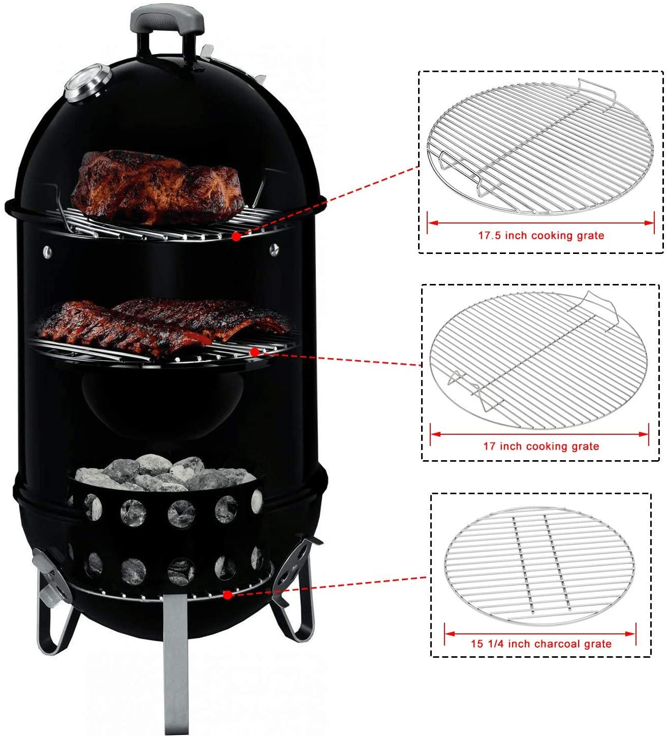 Grill Grates Kit for 18.5'' Smokey Mountain Cooker Charcoal Kett – GrillPartsReplacement - BBQ Parts Retailer