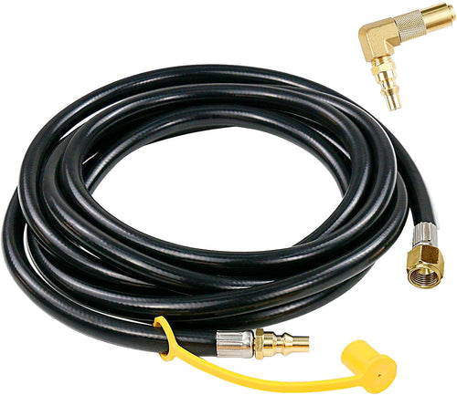 12 Ft Quick Propane Connect RV Hose + 90 Degree Adapter Fitting for Blackstone 17"/22" Griddle, Gas Grill Conversion kit Quick-Connect Extension Kit