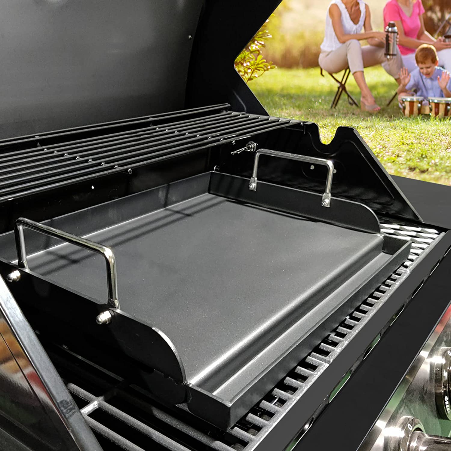  Uniflasy Universal Fry Griddle Flat Top Plate 17 x13” Metal Cooking  Griddle Pan Fits Weber Nexgrill Charbroil Kenmore Camp Chef, Grill Master,  Dynaglo and Gas Stove/Gas/Charcoal Electric Grill : Patio, Lawn
