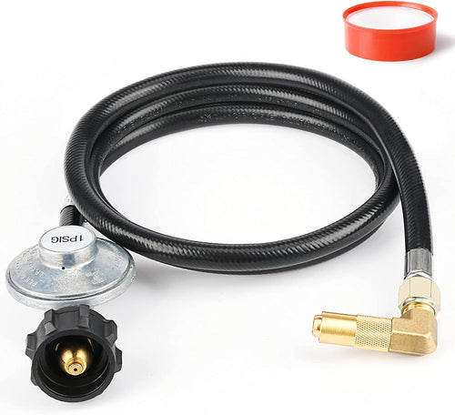 5 Feet Propane LP Adapter Hose with Regulator for 17"/22" Blackstone Tabletop Camper Griddle Grill, QCC1 Propane Hose with Elbow Fitting Adapter Parts