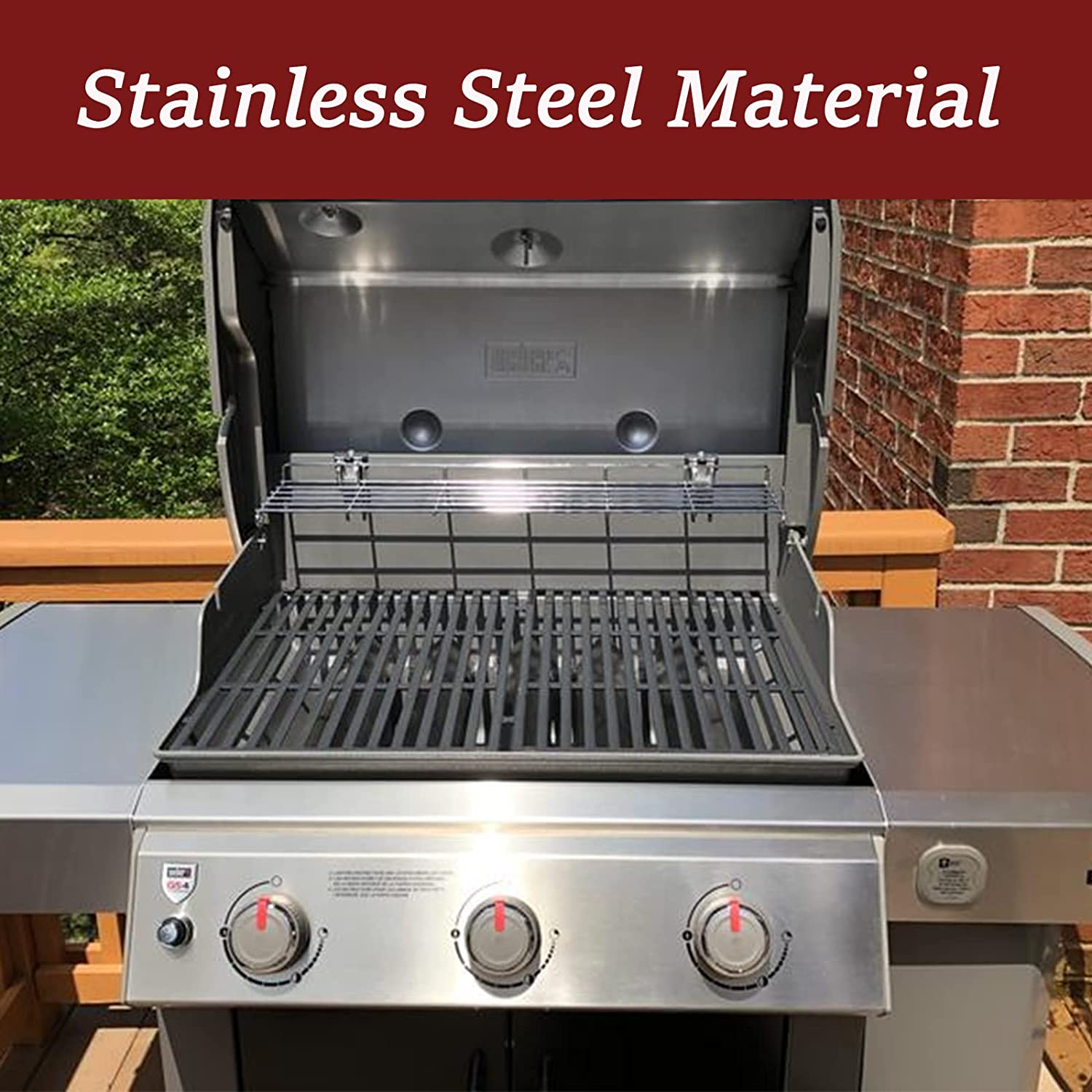 thumbnail interactive-video image 1 of Weber Genesis Gold/Platinum 3-Burner Warming Rack (Part #80623), Silver Steel 1 of 5