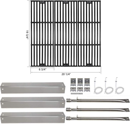 Repair Kit for King Griller 3008, 5252 Grill, Gas Grill Burners + Heat Plates + Grates + Igniter Replacement Parts Kit