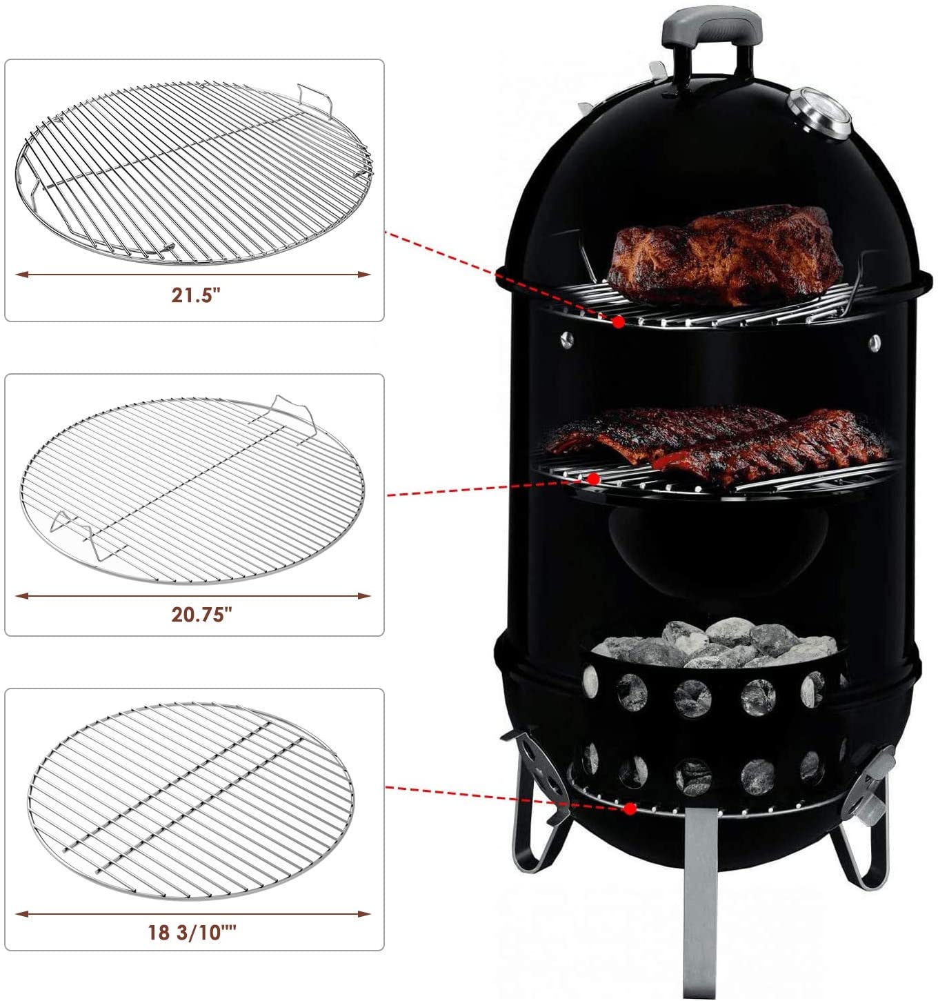 Grates Kit for Weber 22'' Performer, Smokey Mountain Cooker, – - Online BBQ Parts
