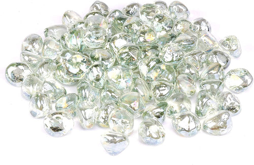 1'' High Luster Reflective Tempered Ultra White Fire Glass Diamonds Rock for Fire Pit, Fireplace, 10 LBS Kit