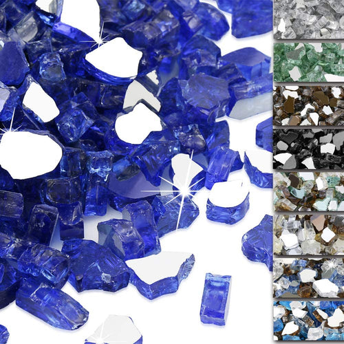 Cobalt Blue 10 Pound 1/2 " Reflective Safe Decorative Fire Pit Glass Rock Stones