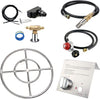 18'' x 18'' Stainless Steel Round Fire Pit Burner Ring and Spark Ignition Hose Installation Kit for LP NG Gas Fire Pits and Fire Bowls