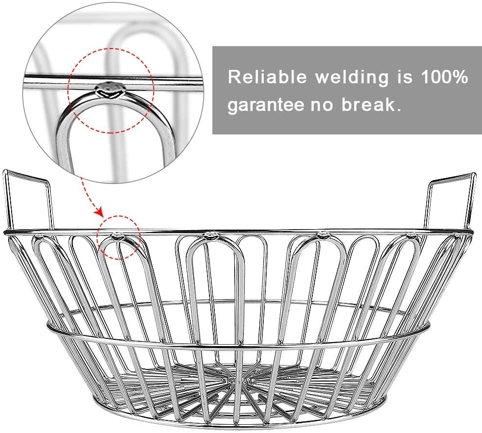 Braciere Carbonella Acciaio Inox Per Big Green Egg 45cm - Con Divisorio, Griglia Efficiente E Durevole - Foto 5