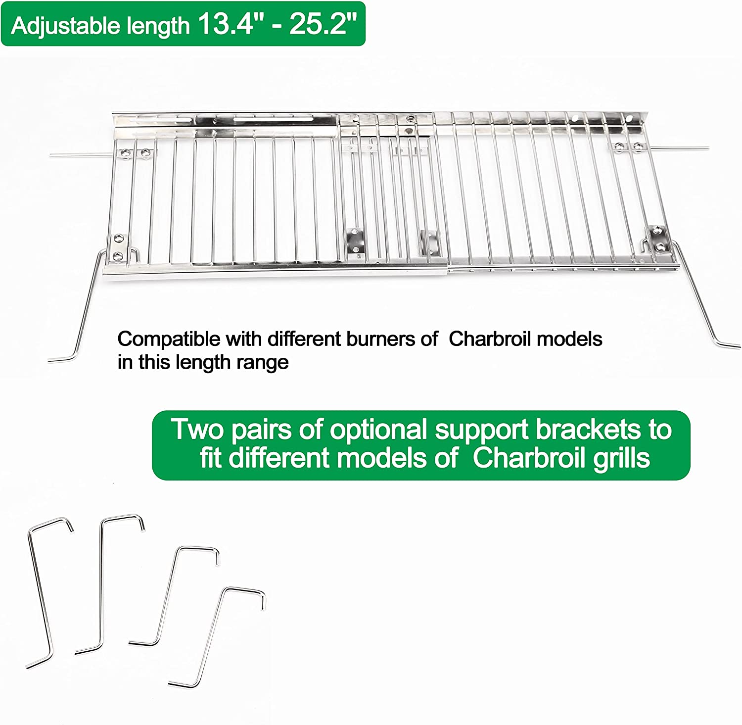 Broiling Grill Rack Grill Warming Rack for Char-Broil 4-6 Burner Gas Grills, 18-33'' Lengt ...