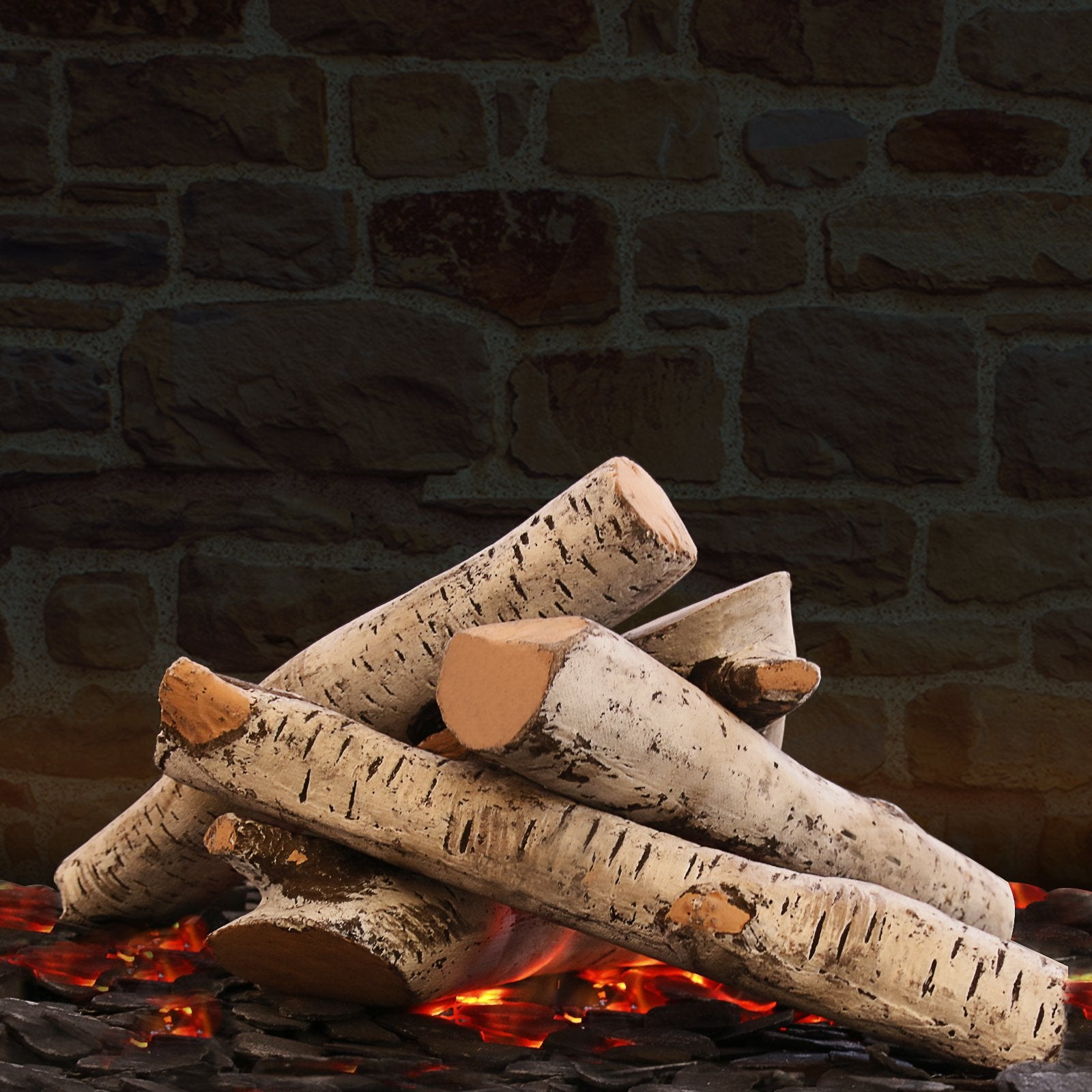 6+ Ceramic Logs For Gas Fireplace Gas Fireplace Logs, Ventless Ceramic Logs for Gas Fire Pits, 6 Pcs, El