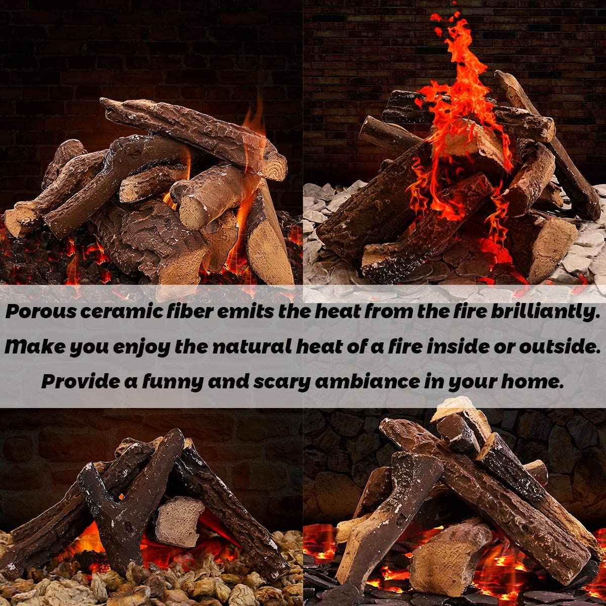 Aazon.co: R.Ton Gas Fireplace Logs,10pcs Large Ceraic Firepit Logs