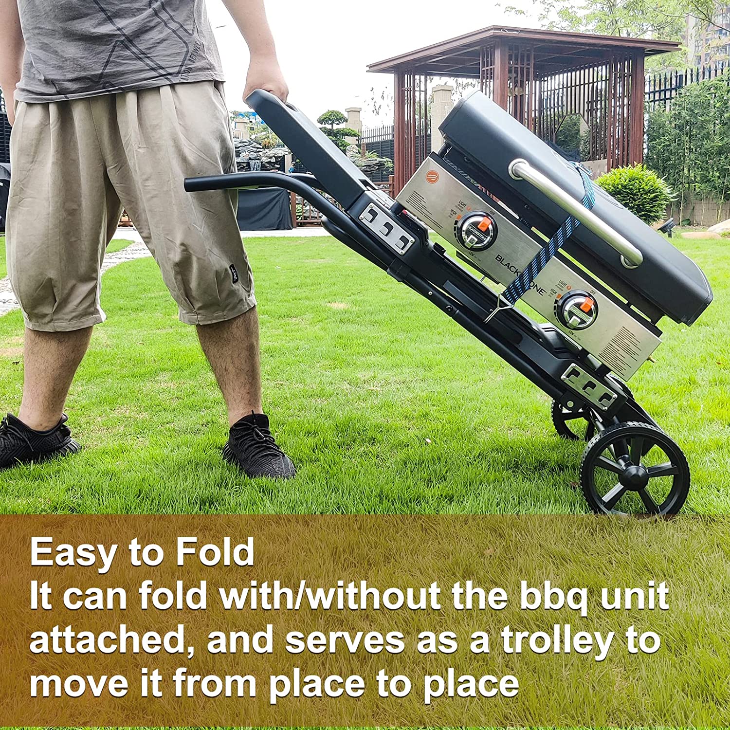 Portable Rolling Cart Folding Stand for Weber Q Series GAS Grills