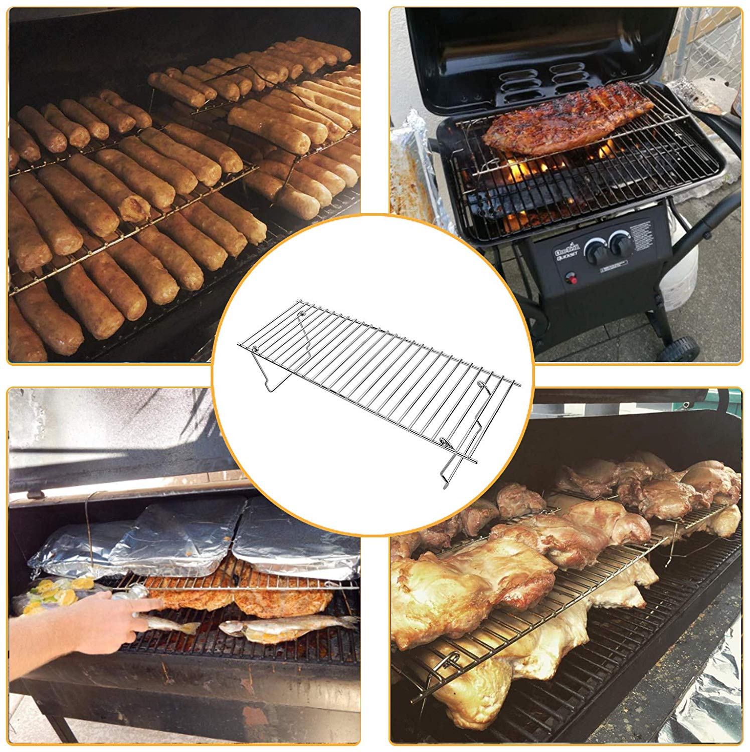 Grey Grill Rack Universal 19 x 6.5 x 4.5'' Grill Rack for Gas, Charcoal, Wood Pellet G ...